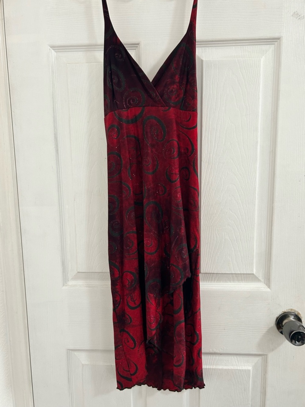 Hourglass Red Spiral-Print V-Neck Maxi Slip Dress